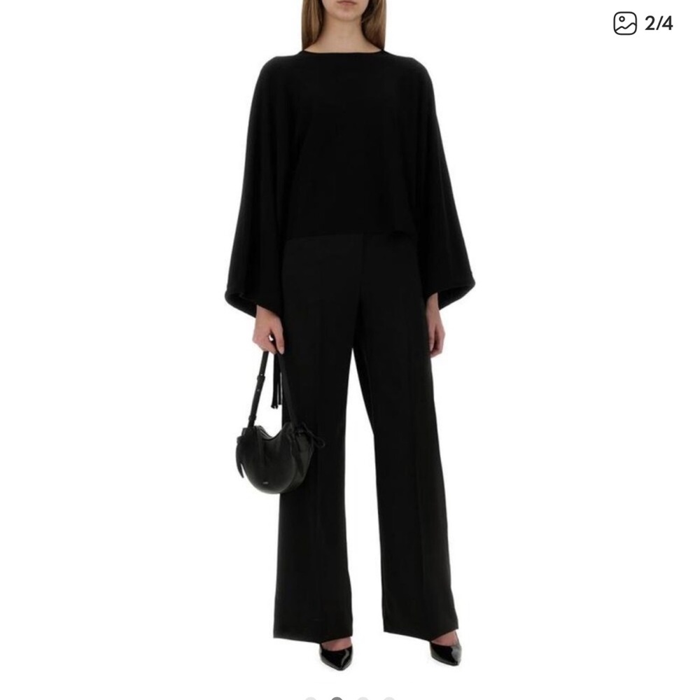 Max Mara Virgin Wool Black  High Waisted Wide Leg pants Size 10.
